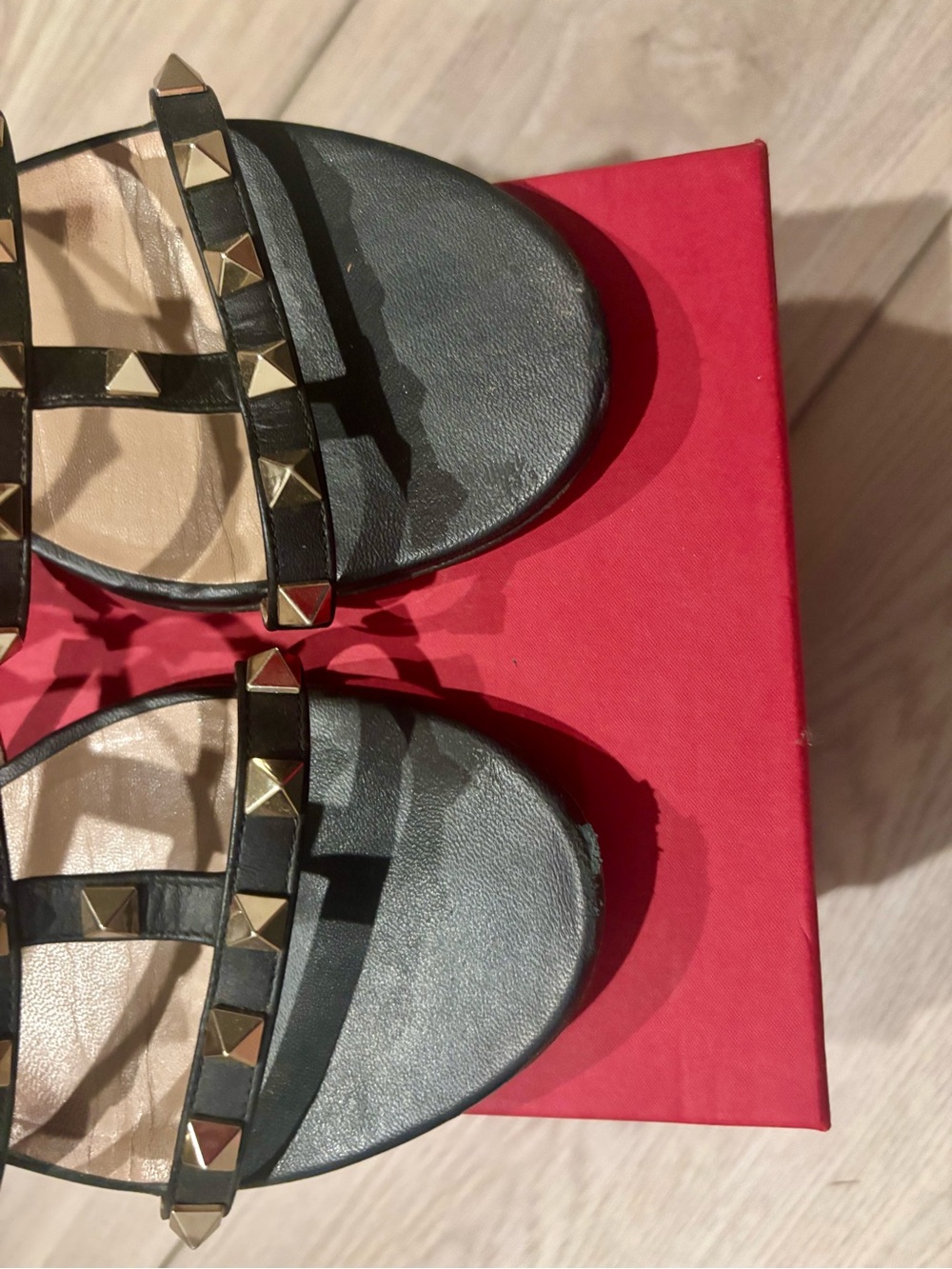 Valentino Black Rockstud Triple-Strap Slide Sandal - Picture 4 of 4